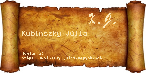 Kubinszky Júlia névjegykártya